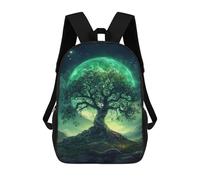 sinyumoney 3D Printed Enchanted Forest Moonlit Night Children School Backpack Fashion Rucksack Casual Travel 17inch Backpacks Large Capacity Daypack for Boys Girls