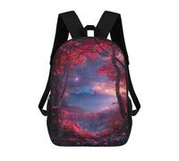 sinyumoney 3D Printed Enchanted Forest with Mountain View School Bag Boys Girls Children's 17inch Backpack School Backpack Casual Fashion Backpack for in School Or Travel