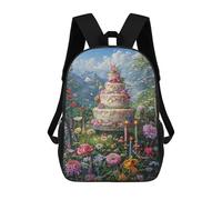 sinyumoney 3D Printed Enchanted Garden Cake School Bag Boys Girls Children's 17inch Backpack School Backpack Casual Fashion Backpack for in School Or Travel