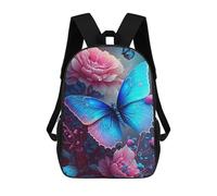 sinyumoney 3D Printed Enchanted Garden with Butterflies Children's School Backpack for Kids High Capacity Travel Rucksacks Fashion Book Bags Kids School Bag Back Pack 17inch