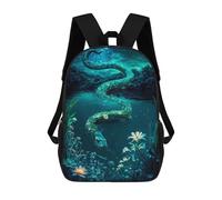 sinyumoney 3D Printed Enchanted Lake Serpent School Backpack With Big Pockets for Kids, Children's Backpacks Book Bags Kids School Bag 17inch