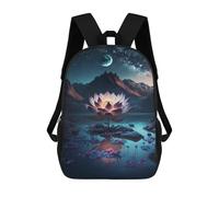 sinyumoney 3D Printed Enchanted Lotus Pond Reflections Children School Backpack Fashion Rucksack Casual Travel 17inch Backpacks Large Capacity Daypack for Boys Girls