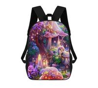 sinyumoney 3D Printed Enchanted Mushroom Forest School Backpack With Big Pockets for Kids Children's Backpacks Boy Girl Book Bags Kids School Bag 17inch