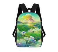 sinyumoney 3D Printed Enchanted Pastoral Landscape Children's School Backpack for Kids High Capacity Travel Rucksacks Fashion Book Bags Kids School Bag Back Pack 17inch