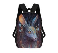 sinyumoney 3D Printed Enchanted Rabbit Portrait Children Backpacks Kids Cute School Backpack Outdoor Casual Daypack for Boys Middle School Students 17inch