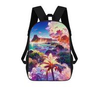 sinyumoney 3D Printed Enchanted Tropical Paradise -2 School Backpack With Big Pockets for Kids Children's Backpacks Boy Girl Book Bags Kids School Bag 17inch