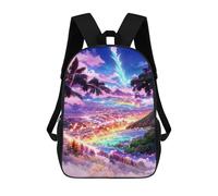 sinyumoney 3D Printed Enchanted Tropical Paradise Children Backpacks Kids Cute School Backpack Outdoor Casual Daypack for Boys Middle School Students 17inch