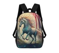 sinyumoney 3D Printed Enchanted Unicorn Forest -2 Children's School Backpack for Kids High Capacity Travel Rucksacks Fashion Book Bags Kids School Bag Back Pack 17inch