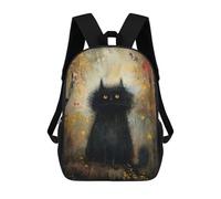 sinyumoney 3D Printed Enigmatic Black Cat Children Backpacks Kids Cute School Backpack Outdoor Casual Daypack for Boys Middle School Students 17inch