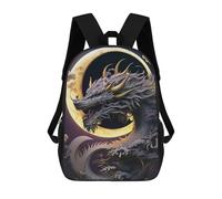 sinyumoney 3D Printed Epic Dragon Moon Artwork Children's School Backpack for Kids High Capacity Travel Rucksacks Fashion Book Bags Kids School Bag Back Pack 17inch