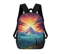 sinyumoney 3D Printed Epic Mountains Aurora School Backpack With Big Pockets for Kids Children's Backpacks Boy Girl Book Bags Kids School Bag 17inch