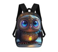 sinyumoney 3D Printed Ethereal Owl with Lantern Children's School Backpack for Kids High Capacity Travel Rucksacks Fashion Book Bags Kids School Bag Back Pack 17inch