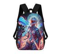 sinyumoney 3D Printed Evil Fairy with Moth Wings Children's School Backpack for Kids High Capacity Travel Rucksacks Fashion Book Bags Kids School Bag Back Pack 17inch
