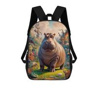 sinyumoney 3D Printed Fantastical Hippopotamus School Backpack With Big Pockets for Kids Children's Backpacks Boy Girl Book Bags Kids School Bag 17inch