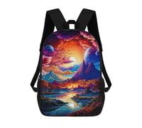 sinyumoney 3D Printed Fantasy Alien Landscape -5 School Backpack With Big Pockets for Kids Children's Backpacks Boy Girl Book Bags Kids School Bag 17inch