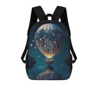 sinyumoney 3D Printed Fantasy Balloon Voyage School Backpack With Big Pockets for Kids Children's Backpacks Boy Girl Book Bags Kids School Bag 17inch