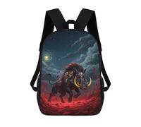 sinyumoney 3D Printed Fantasy Boar in Red Landscape School Bags Kids Backpacks Casual Fashion Backpacks Book Bags for Boys Elementary And Middle School Students 17inch