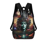 sinyumoney 3D Printed Fantasy Castle in Hair School Backpack With Big Pockets for Kids Children's Backpacks Boy Girl Book Bags Kids School Bag 17inch