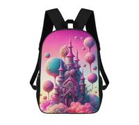 sinyumoney 3D Printed Fantasy Castle in Pastel Colors Children Backpacks Kids Cute School Backpack Outdoor Casual Daypack for Boys Middle School Students 17inch