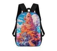 sinyumoney 3D Printed Fantasy Castle Skyward -4 Children's School Backpack for Kids High Capacity Travel Rucksacks Fashion Book Bags Kids School Bag Back Pack 17inch
