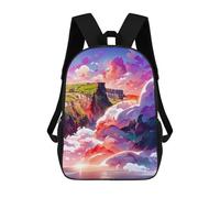 sinyumoney 3D Printed Fantasy Cliffside Sunset School Backpack With Big Pockets for Kids, Children's Backpacks Book Bags Kids School Bag 17inch