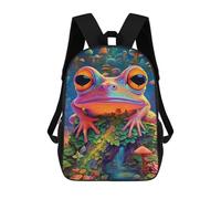 sinyumoney 3D Printed Fantasy Frog in Mushroom Forest School Backpack With Big Pockets for Kids Children's Backpacks Boy Girl Book Bags Kids School Bag 17inch