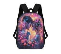 sinyumoney 3D Printed Fantasy Lovers with Cat -1 School Backpack for Kids Children's 17inch Backpacks Boy Girl Book Bags Kids School Bag
