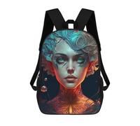 sinyumoney 3D Printed Fantasy Portrait with Intricate Details Children Backpacks Kids Cute School Backpack Outdoor Casual Daypack for Boys Middle School Students 17inch