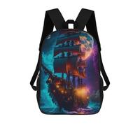 sinyumoney 3D Printed Fantasy Sailing Ship -6 Children's School Backpack for Kids High Capacity Travel Rucksacks Fashion Book Bags Kids School Bag Back Pack 17inch