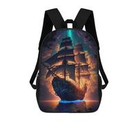sinyumoney 3D Printed Fantasy Sailing Ship Children Backpacks Kids Cute School Backpack Outdoor Casual Daypack for Boys Middle School Students 17inch