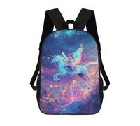 sinyumoney 3D Printed Fantasy Unicorn Ride in Space School Backpack Book 17inch Bags Fashion Backpacks Large Capacity Backpack Children Travel Rucksacks