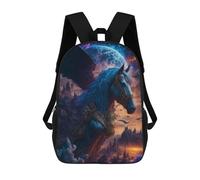 sinyumoney 3D Printed Fantasy Winged Horse Sky Children's School Backpack for Kids High Capacity Travel Rucksacks Fashion Book Bags Kids School Bag Back Pack 17inch