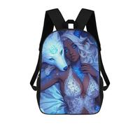 sinyumoney 3D Printed Fantasy Wolf And Fairy Artwork Children's 17inch School Backpack for Kids High Capacity Travel Rucksacks Fashion Book Bags Kids School Bag