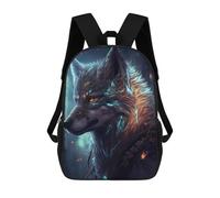sinyumoney 3D Printed Fantasy Wolf Portrait School Backpack With Big Pockets for Kids Children's Backpacks Boy Girl Book Bags Kids School Bag 17inch