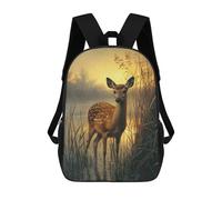sinyumoney 3D Printed Fawn in Golden Light Children Backpacks Kids Cute School Backpack Outdoor Casual Daypack for Boys Middle School Students 17inch
