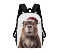 sinyumoney 3D Printed Festive Beaver Portrait Children Backpacks Kids Cute School Backpack Outdoor Casual Daypack for Boys Middle School Students 17inch