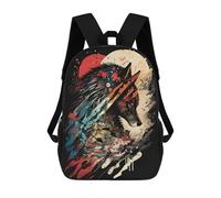 sinyumoney 3D Printed Fierce Wolf Children's 17inch School Backpack for Kids High Capacity Travel Rucksacks Fashion Book Bags Kids School Bag