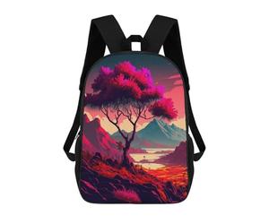 sinyumoney 3D Printed Fiery Landscape with Tree School Backpack With Big Pockets for Kids Children's Backpacks Boy Girl Book Bags Kids School Bag 17inch