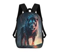 sinyumoney 3D Printed Fiery Lion Majesty School Backpack With Big Pockets for Kids Children's Backpacks Boy Girl Book Bags Kids School Bag 17inch