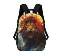 sinyumoney 3D Printed Fiery Lion Roar -5 School Backpack With Big Pockets for Kids, Children's Backpacks Book Bags Kids School Bag 17inch