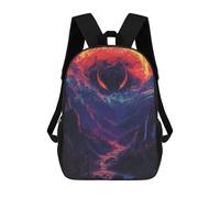 sinyumoney 3D Printed Fiery Mountain Valley Landscape Children School Backpack Fashion Rucksack Casual Travel 17inch Backpacks Large Capacity Daypack for Boys Girls
