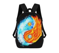 sinyumoney 3D Printed Fire And Ice Yin Yang Children Backpacks Kids Cute School Backpack Outdoor Casual Daypack for Boys Middle School Students 17inch
