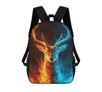 sinyumoney 3D Printed Fire & Ice Deer Art Print School Backpack for Kids Children's 17inch Backpacks Boy Girl Book Bags Kids School Bag