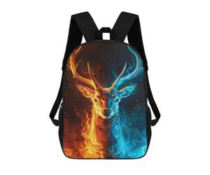 sinyumoney 3D Printed Fire & Ice Deer Art Print School Backpack for Kids Children's 17inch Backpacks Boy Girl Book Bags Kids School Bag