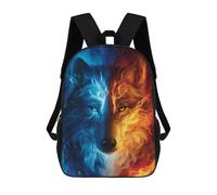 sinyumoney 3D Printed Fire & Ice Wolf Art Print School Backpack Book 17inch Bags Fashion Backpacks Large Capacity Backpack Children Travel Rucksacks