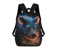 sinyumoney 3D Printed Fire Pig Art Print School Backpack With Big Pockets for Kids Children's Backpacks Boy Girl Book Bags Kids School Bag 17inch