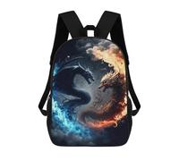 sinyumoney 3D Printed Fire Vs. Ice Dragons Art Print School Backpack for Kids Children's 17inch Backpacks Boy Girl Book Bags Kids School Bag