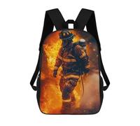 sinyumoney 3D Printed Firefighter in Flames School Bag Boys Girls Children's School Backpack Casual Fashion Backpack for in School Or Travel 17inch