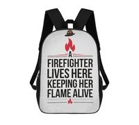 sinyumoney 3D Printed Firefighter Lives Here School Book Bags Fashion Kids Large Capacity Backpack Children School Bag Travel Rucksacks 17inch