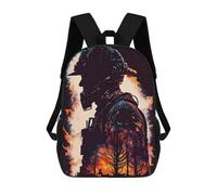 sinyumoney 3D Printed Firefighter Silhouette School Bag Boys Girls Children's 17inch Backpack School Backpack Casual Fashion Backpack for in School Or Travel